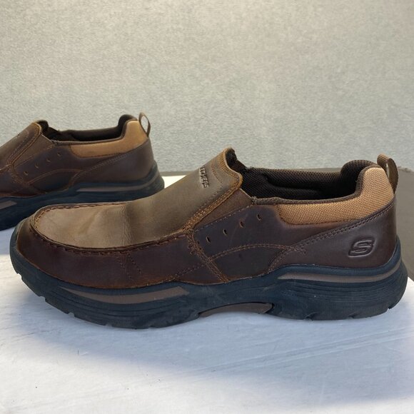 Skechers Shoes Relaxed Fit Seveno Mens Sz 11.5 Brown Leather Slip On‎ 66146 - Picture 14 of 16